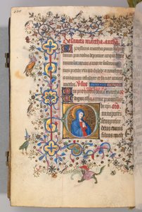 Kaarle Aatelisen, Navarran kuninkaan tunnit 1361-1425, fol. 304v, St. Martha, c. 1405. tekijältä Master of the Brussels Initials and Associates