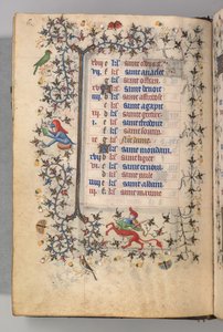 Kaarle Aatelisen, Navarran kuninkaan tunnit 1361-1425: fol. 3v, maaliskuu, c. 1405. tekijältä Master of the Brussels Initials and Associates