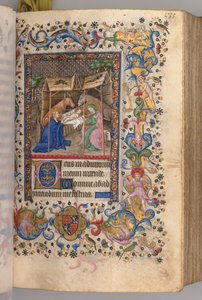Kaarle Aatelisen, Navarran kuninkaan tunnit 1361-1425: fol. 67r, Nativity Prime, n. 1405. tekijältä Master of the Brussels Initials and Associates