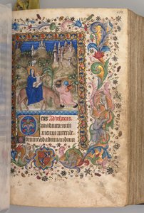 Kaarle Aatelisen, Navarran kuninkaan tunnit 1361-1425: fol. 88r, Lento Egyptiin Vespers, n. 1 tekijältä Master of the Brussels Initials and Associates
