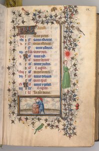 Kaarle Aatelisen, Navarran kuninkaan tunnit 1361-1425: fol. 8r, elokuu, c. 1405. tekijältä Master of the Brussels Initials and Associates