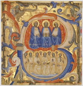 Kolminaisuus alkukirjaimessa B, luultavasti 1387. tekijältä Master of the Codex Rossiano