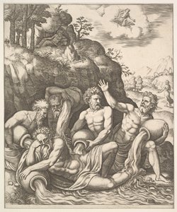 Joen jumalat lohduttavat Peneusta hänen tyttärensä Daphnen menetyksen johdosta elokuvasta Apo..., 1530-60.