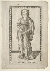 Aritmetiikka Tarocchista, sarja C: Liberal Arts, #25, ennen vuotta 1467. tekijältä Master of the E Series Tarocchi