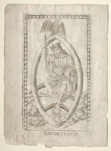 Jupiter Tarocchista, sarja A: Firmaments of the Universe, #46, ennen vuotta 1467. tekijältä Master of the E Series Tarocchi