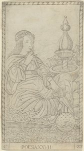 Poetry, plate 27 from Arts and Sciences tekijältä Master of the E Series Tarocchi