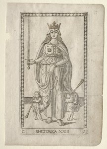 Retoriikka Tarocchista, sarja C: Liberal Arts, #23, ennen vuotta 1467. tekijältä Master of the E Series Tarocchi