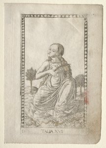 Thalia-komedia, pastoraalinen runous Tarocchi-sarjasta D..., ennen vuotta 1467. tekijältä Master of the E Series Tarocchi
