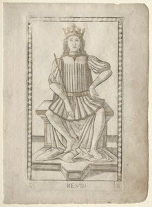 The King from the Tarocchi, sarja E: Conditions of Man, #8, ennen vuotta 1467. tekijältä Master of the E Series Tarocchi