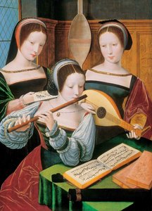 Hollanti: Musicerend gezelschap Naismuusikot / Kolme naista soittaa musiikkia tekijältä Master of the Female Half Lengths