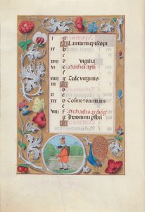 Espanjan kuningattaren Isabella katolisen tunteja:  Fol. 10v, syyskuu tekijältä Master of the First Prayerbook of Maximillian