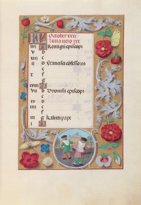 Kuningatar Isabella Katolisen, Espanjan kuningatar: Fol. 11. lokakuuta, c. 1500. tekijältä Master of the First Prayerbook of Maximillian
