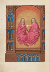 Kuningatar Isabella Katolisen, Espanjan kuningatar: Fol. 17v, Kolminaisuus, c. 1500. tekijältä Master of the First Prayerbook of Maximillian