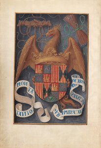 Kuningatar Isabella Katolisen, Espanjan kuningatar: Fol. 1v, Isabel la Católican aseet ja mottot