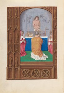 Espanjan kuningattaren Isabella katolisen tunteja:  Fol. 264v, Pyhän Gregoriuksen messu tekijältä Master of the First Prayerbook of Maximillian