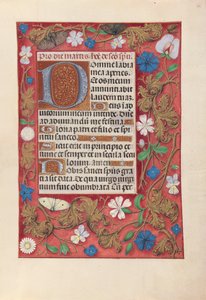 Espanjan kuningattaren Isabella katolisen tunteja:  Fol. 32r tekijältä Master of the First Prayerbook of Maximillian
