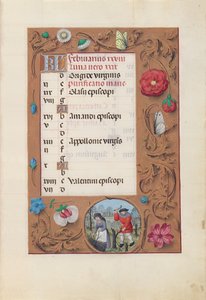 Kuningatar Isabella Katolisen, Espanjan kuningatar: Fol. 3r, helmikuu, c. 1500. tekijältä Master of the First Prayerbook of Maximillian