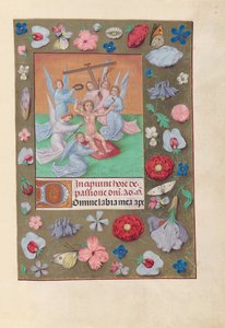 Kuningatar Isabella Katolisen, Espanjan kuningatar: Fol. 50r, Infant Christ..., n. 1500. tekijältä Master of the First Prayerbook of Maximillian