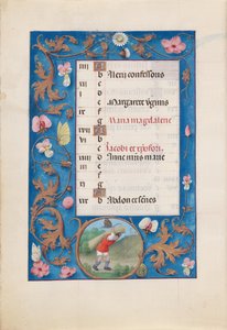 Espanjan kuningattaren Isabella katolisen tunteja:  Fol. 8v, heinäkuu tekijältä Master of the First Prayerbook of Maximillian