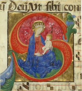 Käsikirjoitus Neitsyen ja lapsen kanssa alkuvaiheessa..., 1400-luvun puoliväli. tekijältä Master of the Franciscan Breviary