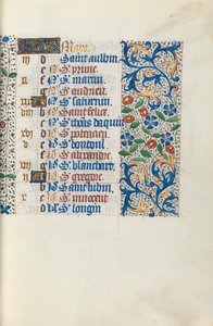Tuntikirja Rouenin käyttö: fol. 3r, c. 1470. tekijältä Master of the Geneva Latini