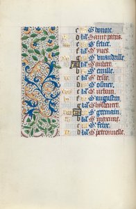 Tuntikirja Rouenin käyttö: fol. 5v, c. 1470. tekijältä Master of the Geneva Latini