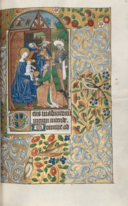 Tuntikirja Rouenin käyttö: fol. 64r, Adoration of the Magi, n. 1470. tekijältä Master of the Geneva Latini