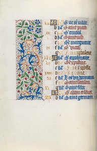 Tuntikirja Rouenin käyttö: fol. 7v, c. 1470. tekijältä Master of the Geneva Latini