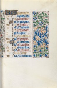 Tuntikirja Rouenin käyttö: fol. 9r, c. 1470. tekijältä Master of the Geneva Latini