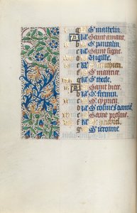 Tuntikirja Rouenin käyttö: fol. 9v, c. 1470. tekijältä Master of the Geneva Latini