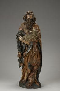 Johannes Kastaja, n. 1515 (osittain monivärinen kalkkipuu) tekijältä Master of the Harburger Altar