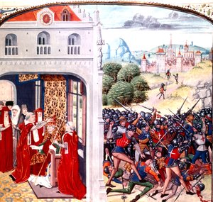 Jean Froissart (vellum) pyhitti paavi Gregorius IX:n Avignonissa Ranskassa (paavin 1227-1241)