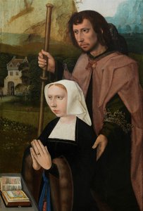 Yksityiskohta oikeanpuoleisesta paneelista Neitsyt ja lapsi Pyhän Katariinan ja Pyhän Barbaran kanssa, n. 1520-25 (öljy paneelille)