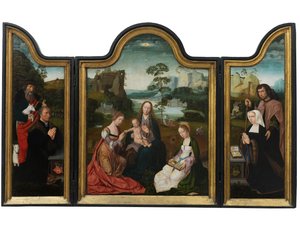 Neitsyt ja lapsi Pyhän Katariinan ja Pyhän Barbaran kanssa, n. 1520-25 (öljy paneelille)