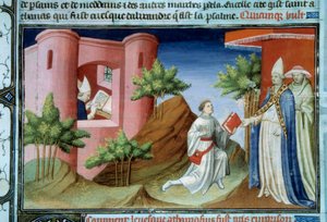 Paavi Julius I (280-337) tapasi Aleksandrian Athanasiuksen sanansaattajan Sardin kirkolliskokouksen aikana. Sanansaattaja tuli puolustamaan Aleksandrian maanpaossa olevan patriarkan asemaa Miniature "Maailman ihmeiden kirjan" käsikirjoituksessa enlumin