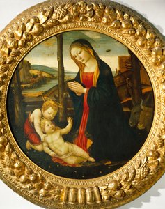 Madonna ja lapsi St. Johnin kanssa (öljy paneelissa) tekijältä Master of the Miller Tondo (attr. to)