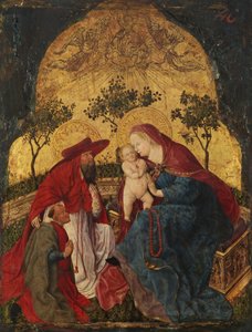 Neitsyt ja lapsi lahjoittajan kanssa Esittelijä Saint Jerome, n. 1450. tekijältä Master of the Munich Bavarian Panels