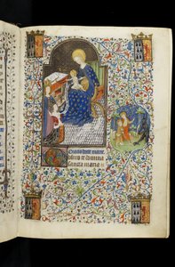 MS 62 f.20r, St. Catherine esittelee Isabelin Bretagnen Neitsyelle ja Lapselle, ranskalaisesta Horaesta, joka on kirjoitettu Isabel Stuartille, Bretagnen herttua Francis I:n vaimolle, n. 1445-1450