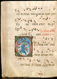 Neitsyt taivaaseenastuminen, f.72v asteittaisesta, 1400-luvun lopulta (muste, tempera ja kultalehti pergamentissa) tekijältä Master of the Saluces Hours (attr. to)