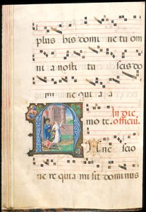 Pyhä Pietari vapautettiin vankilasta, f.58v asteittain, 1400-luvun lopulla (mustetta, temperaa ja kultalehtiä pergamentissa) tekijältä Master of the Saluces Hours (attr. to)