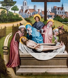 Kristuksen hautaaminen, n. 1450/55 (tempera ja öljy kuusipuulle) tekijältä Master of the Sterzing Altarpiece