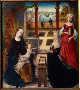 Neitsyt ja Pyhä Maria Magdaleena Sainte-Gudulen maiseman mestarin maalaus (1400-luku) (ec.flam.) 1475 Liegen taidemuseo