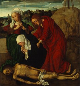 Valitusvirsi kuolleen Kristuksen yli, noin 1490 (öljy paneelille). tekijältä Master of the Virgo Inter Virgines