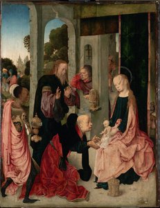 Saksa: Die Anbetung der Könige Kuninkaiden palvonta (Adoration of the Kings) tekijältä Master of the Virgo Inter Virgines