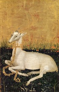 White Hart, teoksesta "The Wilton Diptych" n. 1395-1399 (munan tempera tammen päällä) (verso)