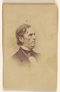 [Tunnistamaton mies, jolla on harmaantuva parta mutta ei viiksiä, sivuprofiilissa, vinjettityyliin painettuna] tekijältä Mathew B. Brady