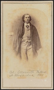 Carte-de-visite-muotokuva Col. Elmer Ephraim Ellsworth, 1861. tekijältä Mathew Brady