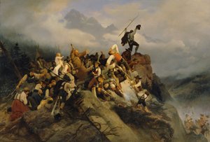 Isä Joachim Haspinger taistelevien talonpoikien joukossa tekijältä Mathias Artaria