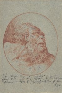 Oikealta katsovan parrakkaan miehen pää, 1692. tekijältä Mathias Fussli