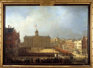 Napoleon I:n (1769-1821) saapuminen Place Royaleen Amsterdamiin 15.10.1811 Mathieu Ignace Van Breen (1773-1839) maalaus 1811 Boissy Saint Leger. Grosboisin linna